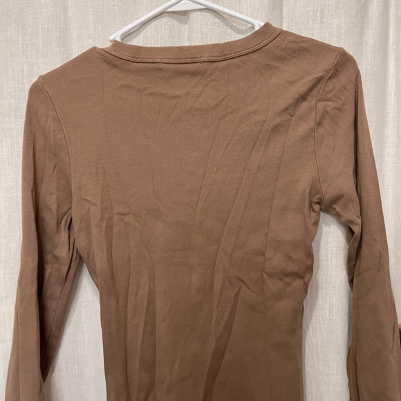 Michael Stars tan taupe long sleeve shirt size 0 S Made in USA - Picture 8 of 11